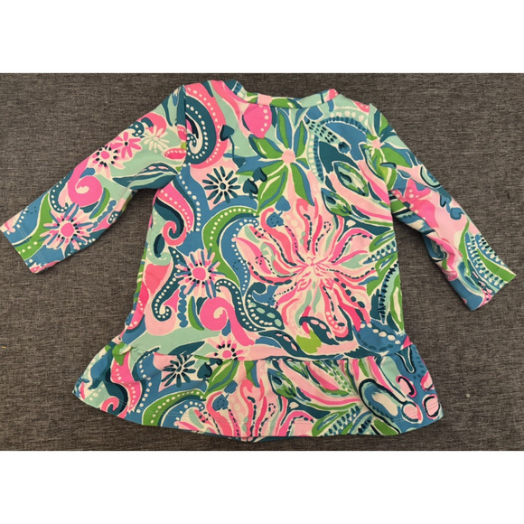 Baby Girls Lilly Pulitzer Pink Blue Floral Dress Size 12-18 Months - Picture 2 of 6